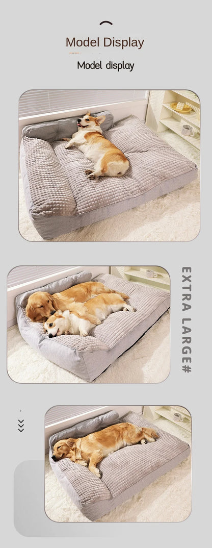 Comfortable Waterproof L-Shape Foam Dog Bed for Large Dogs | Machine Washable &amp; Spacious Mat