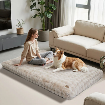 Ultra Plush Dog Bed - Washable Crate Mat for Large Dogs – Soft Pet Cushion Mattress, Anti-Slip Puppy Bed, Cozy Kennel Pad