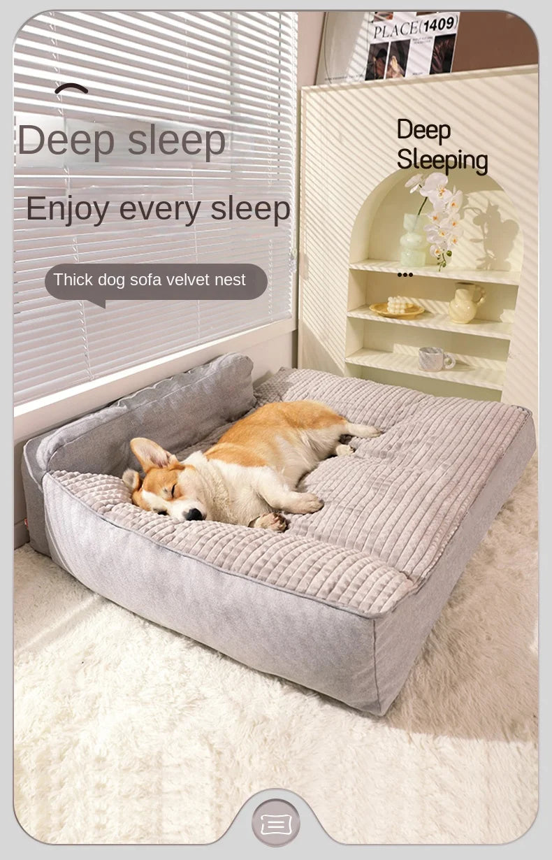 Comfortable Waterproof L-Shape Foam Dog Bed for Large Dogs | Machine Washable &amp; Spacious Mat