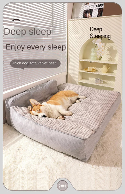 Comfortable Waterproof L-Shape Foam Dog Bed for Large Dogs | Machine Washable &amp; Spacious Mat