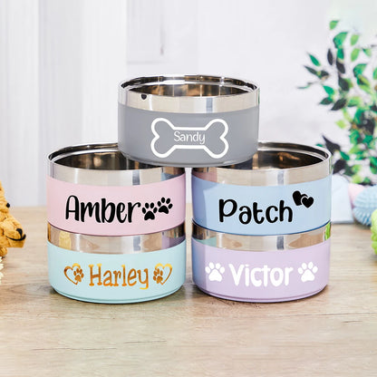 Personalized Dog Food &amp; Water Bowls - Custom Stainless Steel Pet Accessory for Dogs and Cats