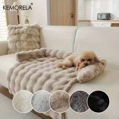 Luxury Plush Pet Mattress Bed for Medium Dogs – Thick Warm Imitation Rabbit Fur Dog Bed with Pillow, Anti-Slip &amp; Scratch-Resistant | Magnolia Pet