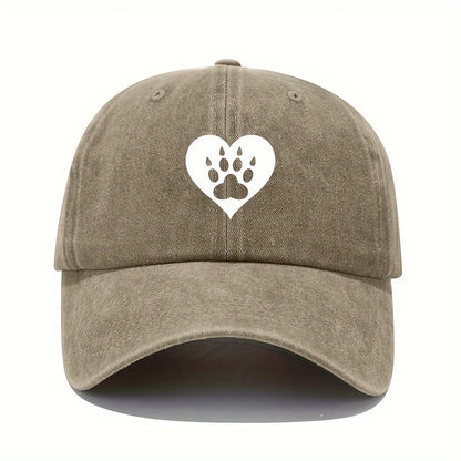 Love &amp; Dog Print Baseball Cap – Retro Lightweight Washed Cotton Adjustable Hat for Men &amp; Women, Sun Protection Outdoor Cap