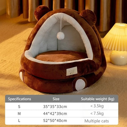 Autumn &amp; Winter Panda Yurt Pet House – Warm Semi-Enclosed Nest for Playful Cats &amp; Dogs