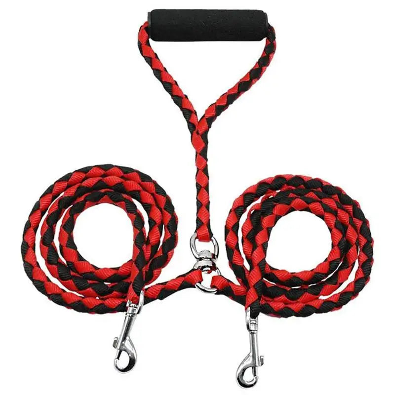 Double Dog Leash for Walking Two Dogs – Durable Nylon Pet Coupler with Comfortable EVA Handle, 140cm