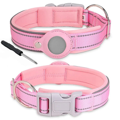 Colorful Durable Dog Collar with Airtag Holder - Strong Material, Safety Collar for Dogs (Airtag Sold Separately)