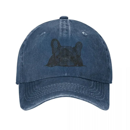 Vintage French Bulldog Hat – Distressed Denim Dog Lover Baseball Cap