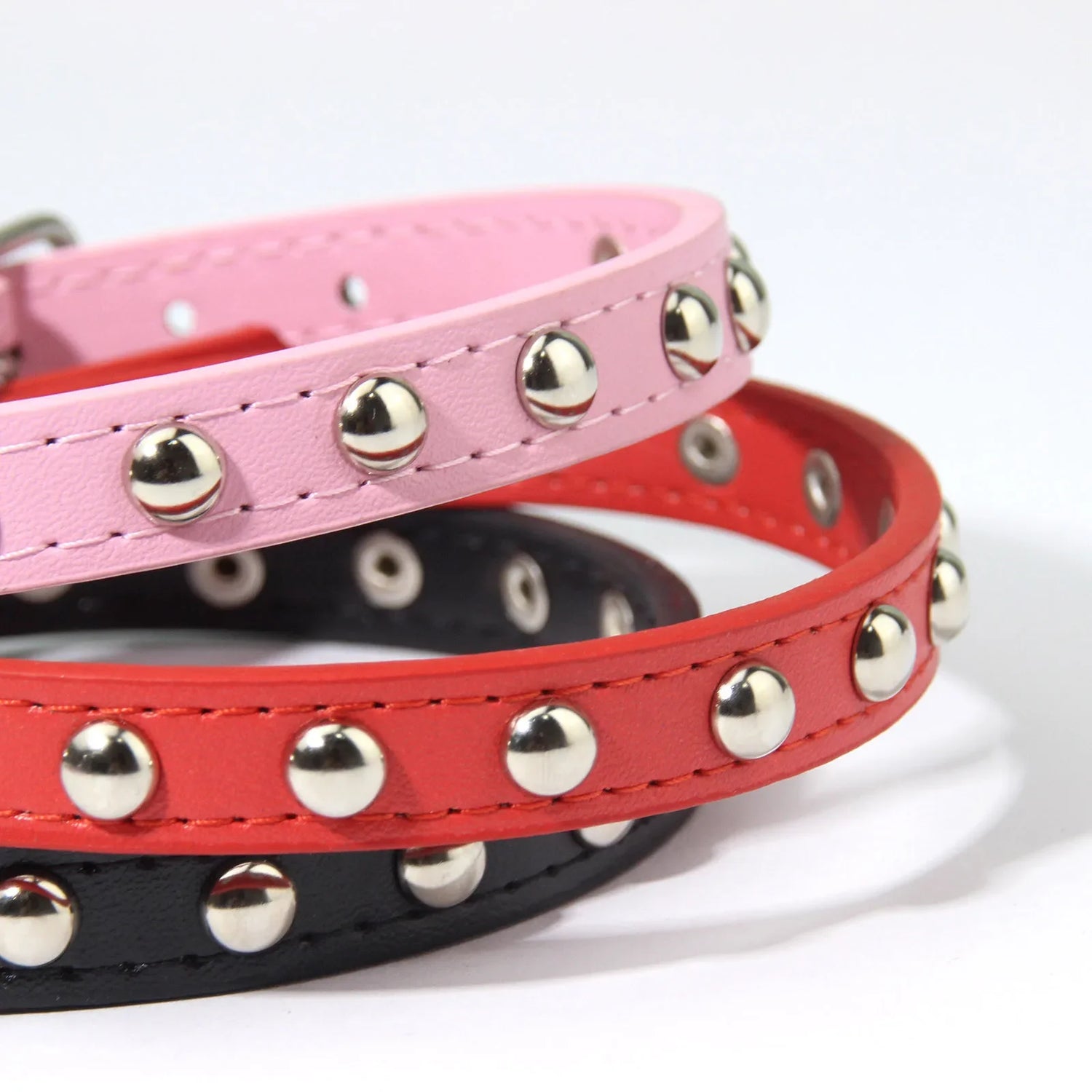 Rivet Anti-Bite Leather Dog &amp; Cat Collar – Durable Studded Collar - Pet Neck Strap