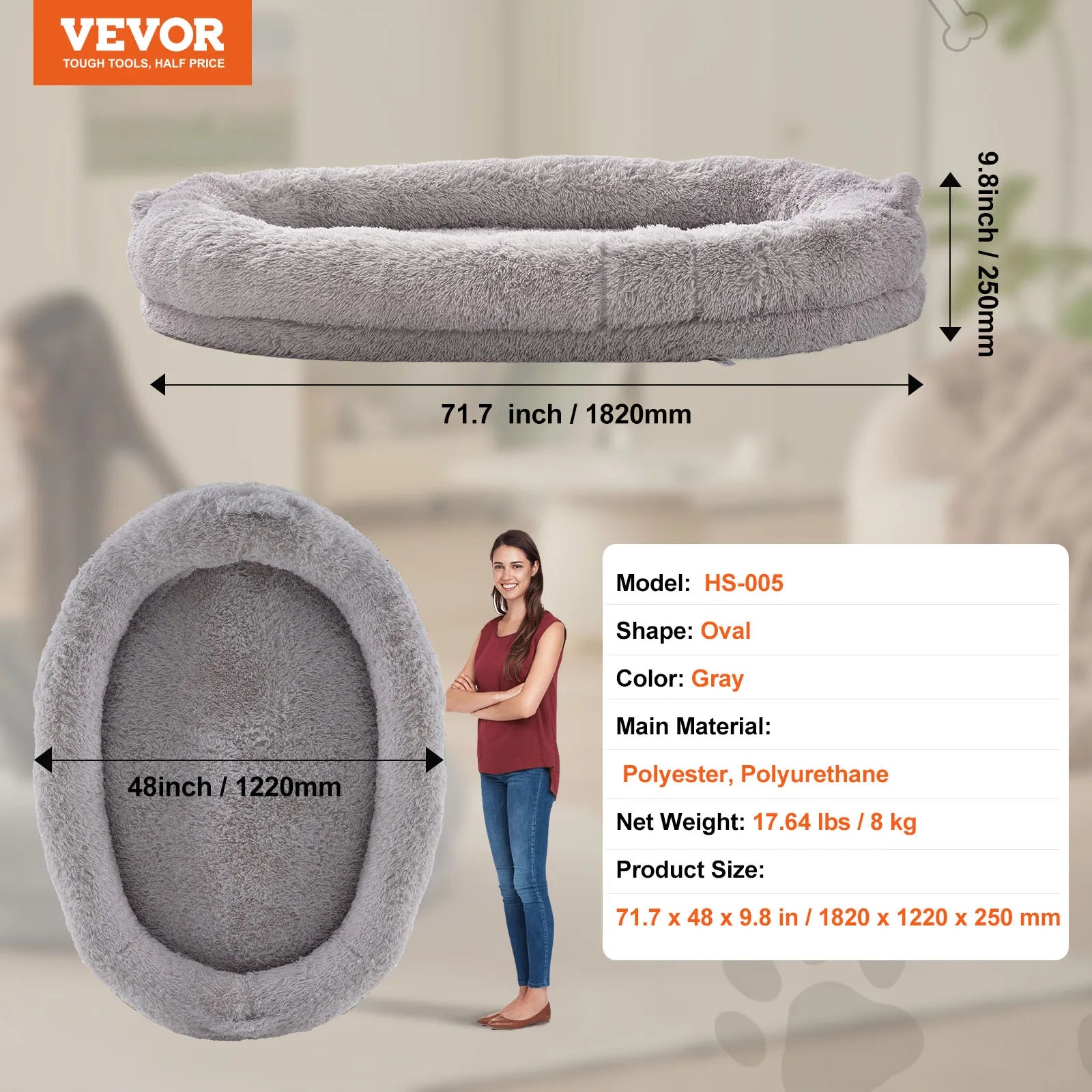 Human Dog Bed – Cozy Bedding with Washable Cover, Orthopedic Egg Foam