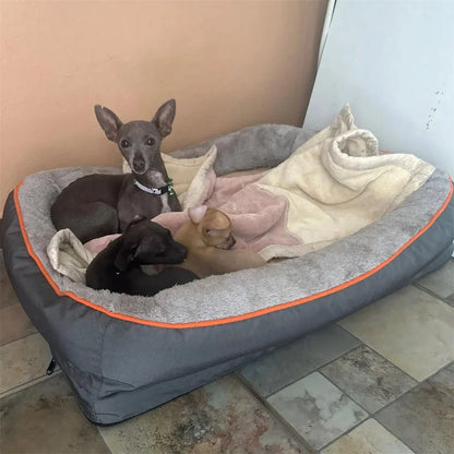 Jumbo Orthopedic Dog Bed – Large Memory Foam Pet Sofa Couch with Bolster, Waterproof &amp; Washable Removable Cover