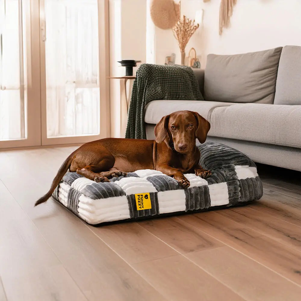 Handmade Plush Square Orthopedic Dog Bed with Pillow – Warm &amp; Soft Support for Large and Small Dogs