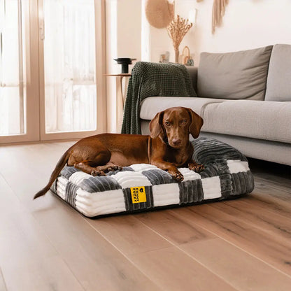 Handmade Plush Square Orthopedic Dog Bed with Pillow – Warm &amp; Soft Support for Large and Small Dogs