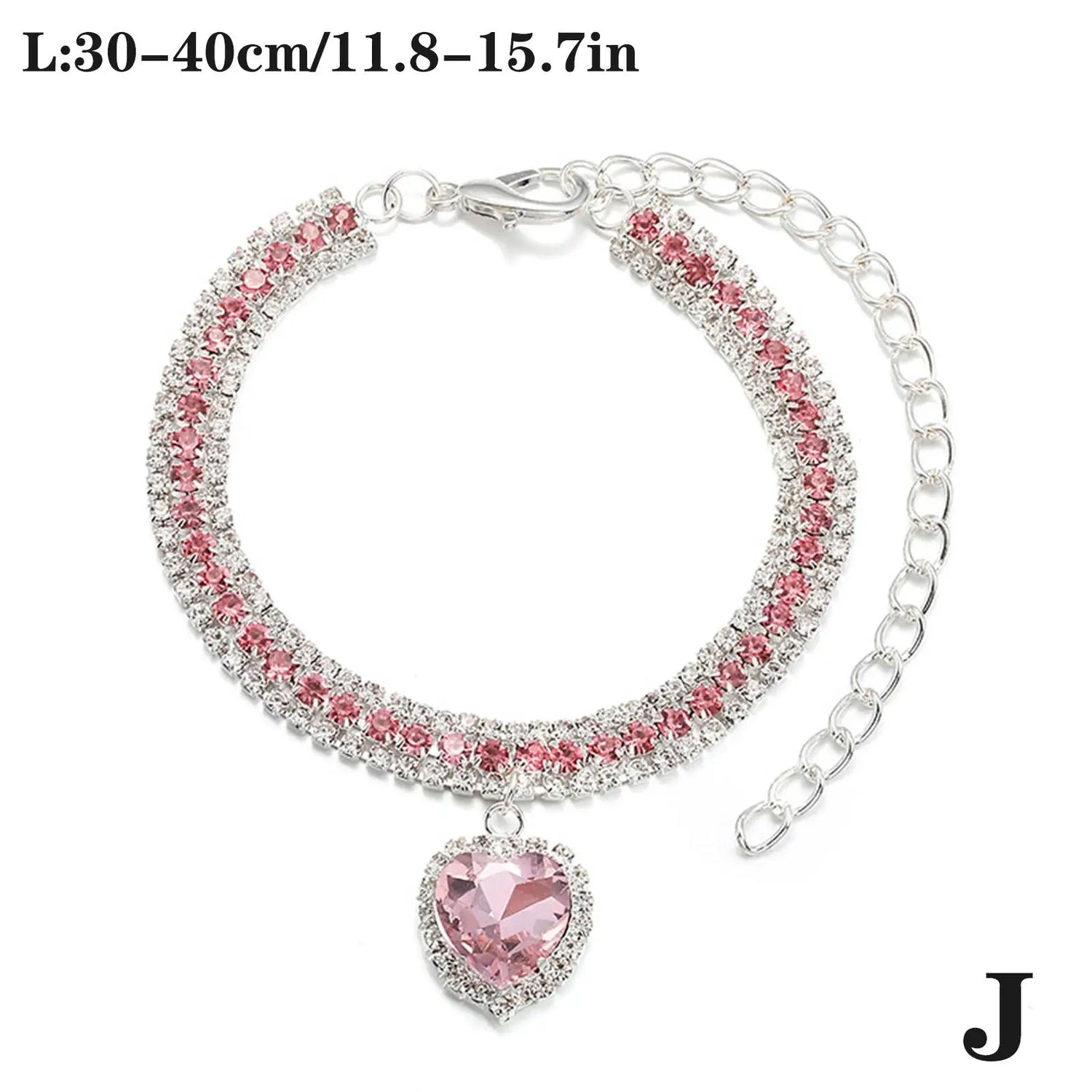 Bling Rhinestone Dog &amp; Cat Necklace Collar – Crystal Heart Diamante Pet Jewelry, Adjustable Puppy &amp; Kitten Wedding Party Accessory XS–L