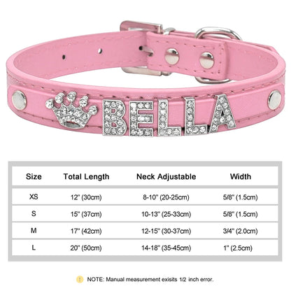 Personalized Bling Rhinestone Dog Collar – Custom Name Collar for Small Dogs &amp; Cats