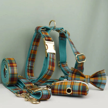 High Quality Custom Cotton Dog Collar, Leash &amp; Harness Set – Personalized Pet Accessories with Bow
