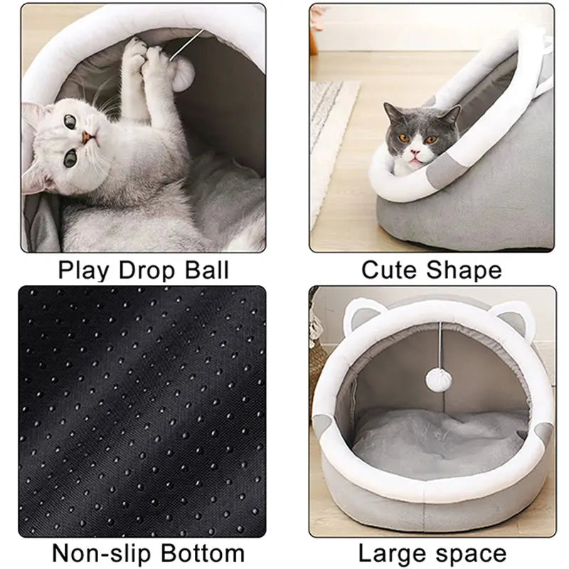 Cozy Cat Tent Bed – Soft Indoor House for Cats &amp; Small Dogs