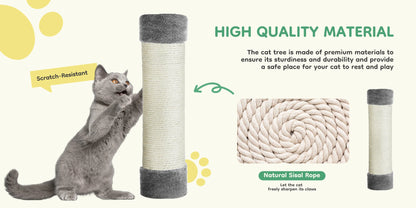 Tall Multi-Cat Climbing Cat Tree Tower – 44&quot; Indoor Cat Furniture with Sisal Scratching Posts &amp; Cozy Pet House