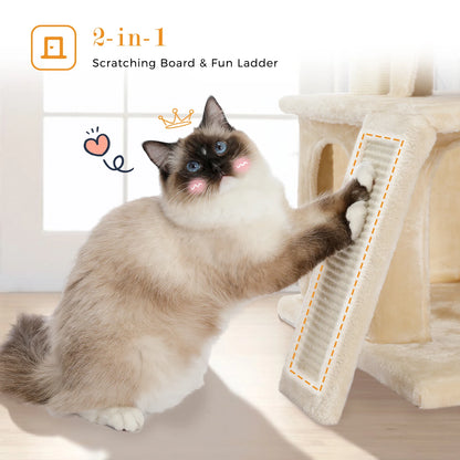 Large Cat Tree for Indoor Cats, Multi-Level Cat Tower with Sisal Scratching Post, 2 Spacious Condo, Cat Scratching Pad, Cat Toys