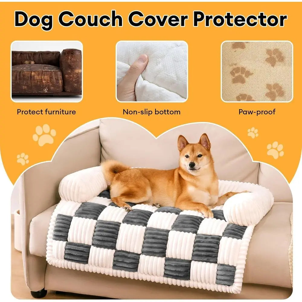 Dog Couch Cover Bed with Bolsters – Washable Non-Slip Sofa Protector Pet Bed for Medium &amp; Large Dogs