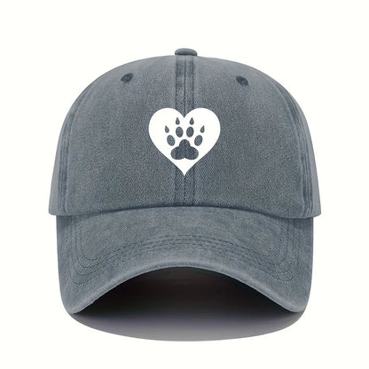 Love &amp; Dog Print Baseball Cap – Retro Lightweight Washed Cotton Adjustable Hat for Men &amp; Women, Sun Protection Outdoor Cap