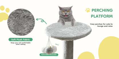 Tall Multi-Cat Climbing Cat Tree Tower – 44&quot; Indoor Cat Furniture with Sisal Scratching Posts &amp; Cozy Pet House