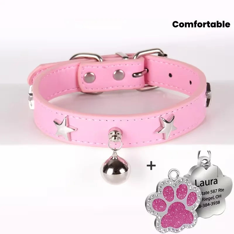 Fashionable Elegant Pet Leather Collar – Adjustable Collar for Small &amp; Medium Dogs and Cats, Durable Walking &amp; Training Pet Accessory