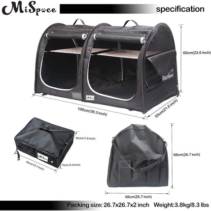 Portable Twin Compartment Cat Cage &amp; Puppy Condo | Foldable Show House Kennel – Easy to Carry &amp; Comfy