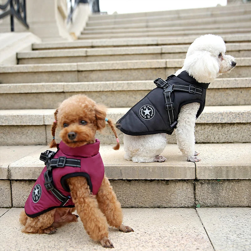 Waterproof Warm Dog Jacket with Harness – Winter Dog Coat for Small &amp; Large Breeds, French Bulldog, Chihuahua &amp; More