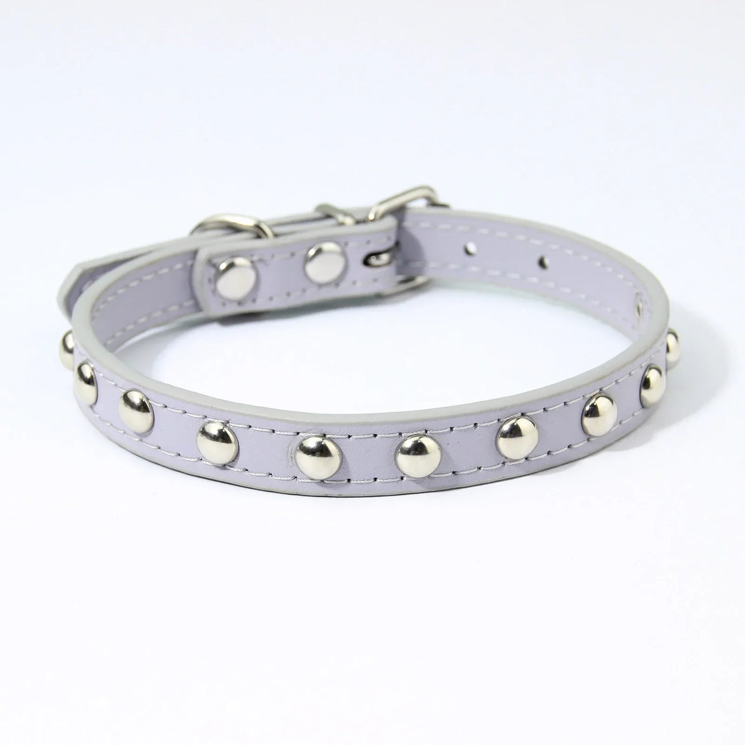 Rivet Anti-Bite Leather Dog &amp; Cat Collar – Durable Studded Collar - Pet Neck Strap