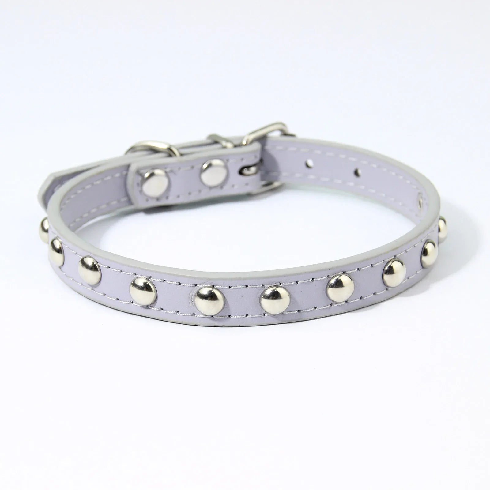 Rivet Anti-Bite Leather Dog &amp; Cat Collar – Durable Studded Collar - Pet Neck Strap