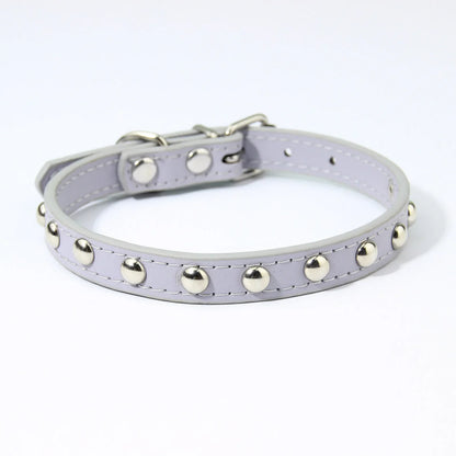 Rivet Anti-Bite Leather Dog &amp; Cat Collar – Durable Studded Collar - Pet Neck Strap