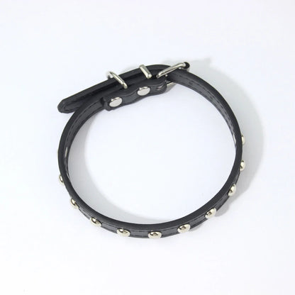 Rivet Anti-Bite Leather Dog &amp; Cat Collar – Durable Studded Collar - Pet Neck Strap