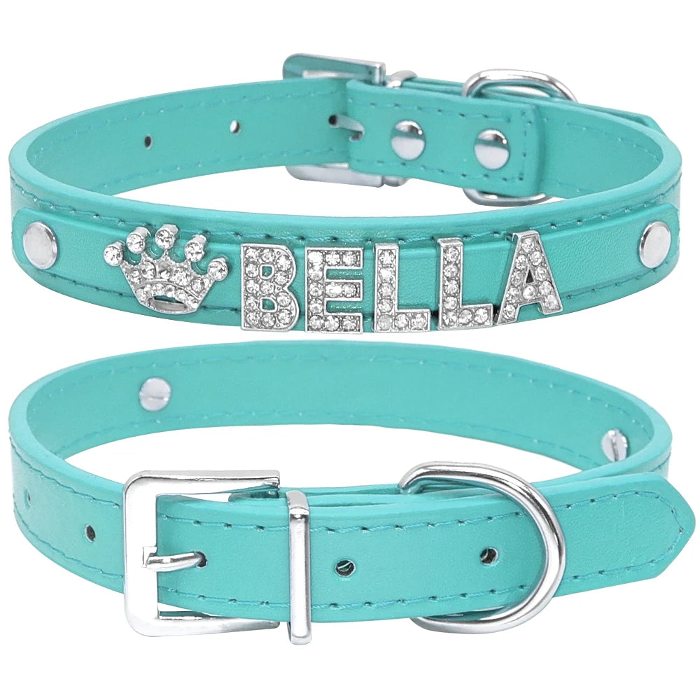 Personalized Bling Rhinestone Dog Collar – Custom Name Collar for Small Dogs &amp; Cats