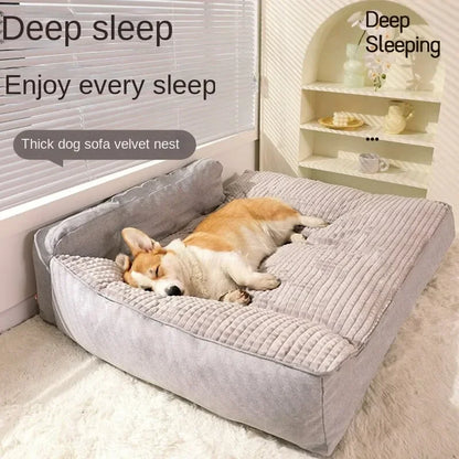 Comfortable Waterproof L-Shape Foam Dog Bed for Large Dogs | Machine Washable &amp; Spacious Mat