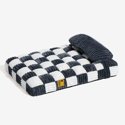 Handmade Plush Square Orthopedic Dog Bed with Pillow – Warm &amp; Soft Support for Large and Small Dogs