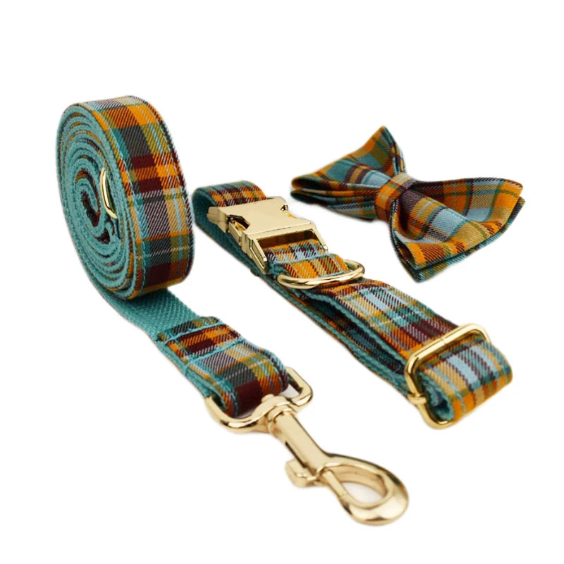 High Quality Custom Cotton Dog Collar, Leash &amp; Harness Set – Personalized Pet Accessories with Bow