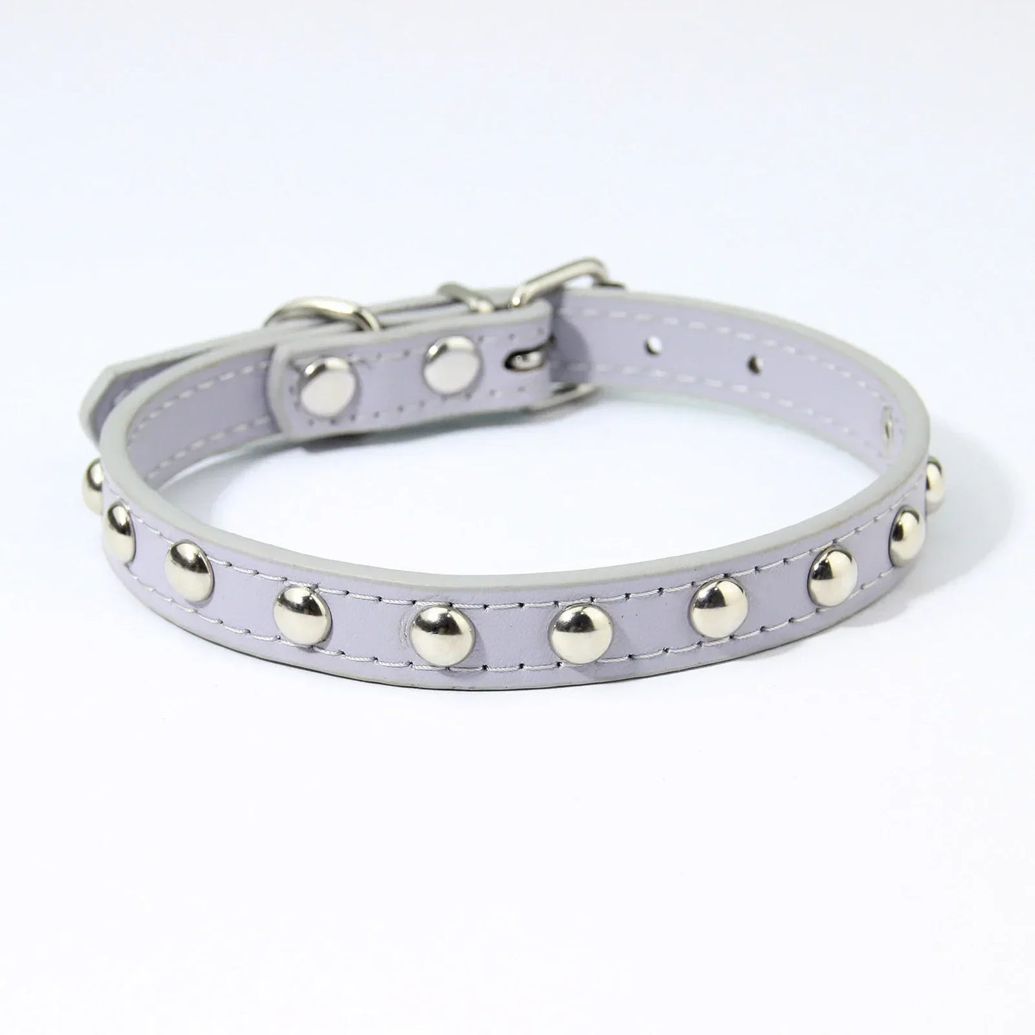 Rivet Anti-Bite Leather Dog &amp; Cat Collar – Durable Studded Collar - Pet Neck Strap