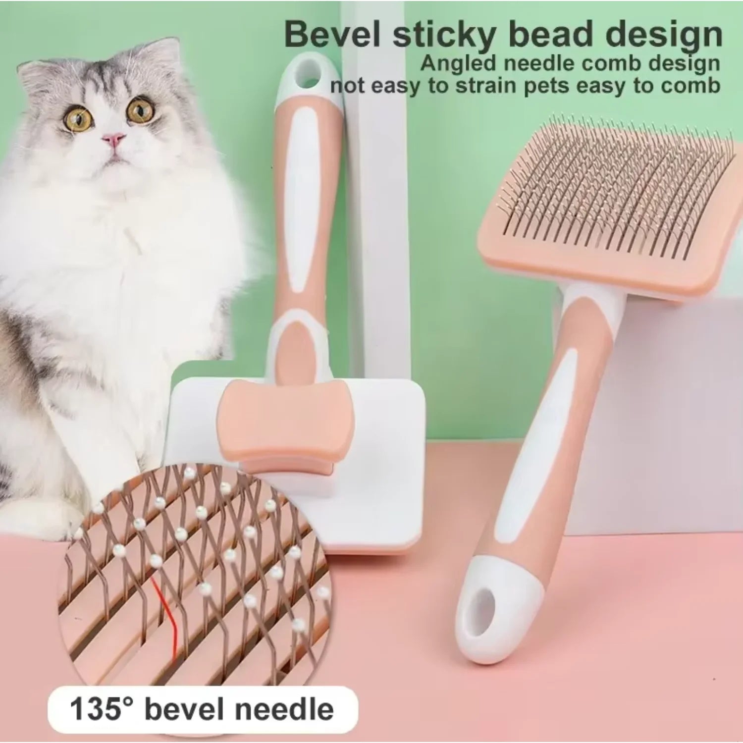 Self-Cleaning Pet Grooming Slicker Brush – Cat &amp; Dog Hair Removal, Bath Brush &amp; Deshedding Tool