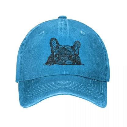 Vintage French Bulldog Hat – Distressed Denim Dog Lover Baseball Cap