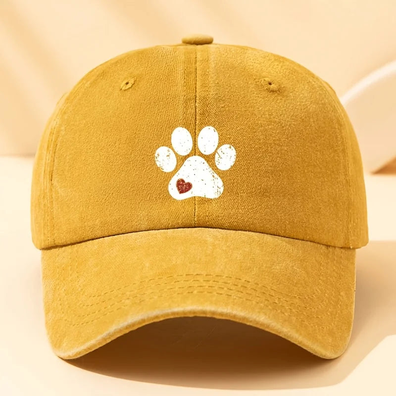 Dog Claw Print Baseball Hat – Adjustable Sunshade Cap for Dog Lovers, Outdoor Travel Hat Unisex