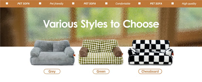 Pet Couch Bed 26×19×13 – Washable Fluffy Cat Bed for Cats &amp; Small Dogs up to 25 lbs, Black &amp; White