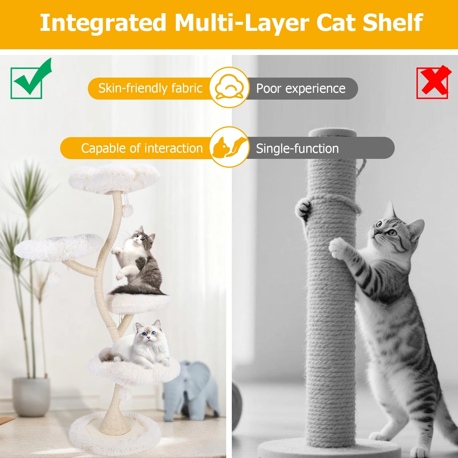 Flower-Shaped Cat Tree Tower with Bed – Multi-Layer Cat Shelf &amp; Iron Art Climbing Frame for Indoor Cats