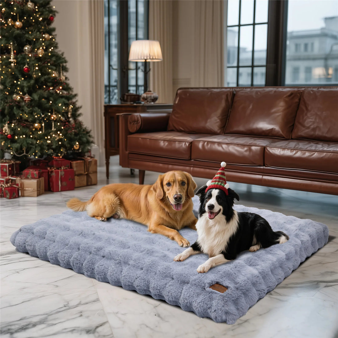 Fluffy Dog Crate Bed for Extra Large Dogs – Plush Faux Fur Crate Pad, Washable Calming Anti-Anxiety Dog & Cat Bed