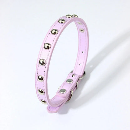 Rivet Anti-Bite Leather Dog &amp; Cat Collar – Durable Studded Collar - Pet Neck Strap