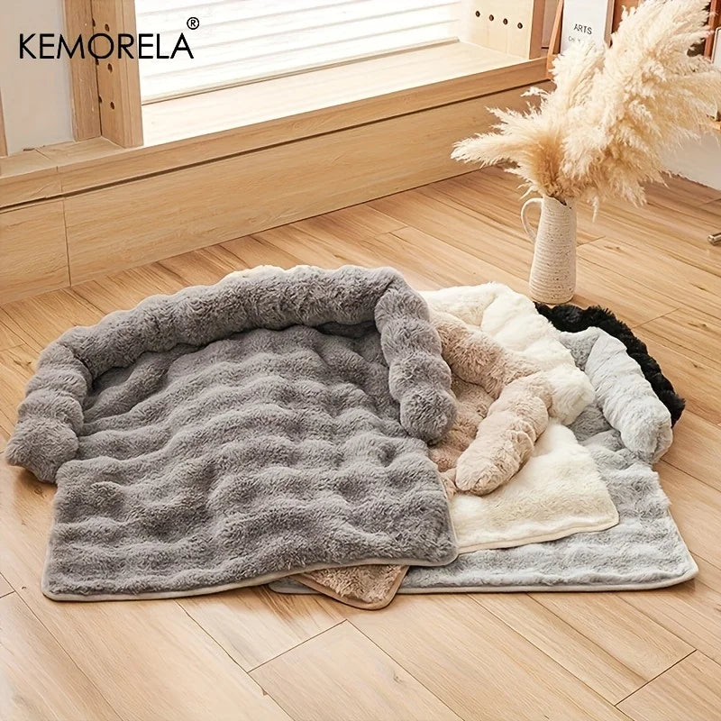 Luxury Plush Pet Mattress Bed for Medium Dogs – Thick Warm Imitation Rabbit Fur Dog Bed with Pillow, Anti-Slip &amp; Scratch-Resistant | Magnolia Pet