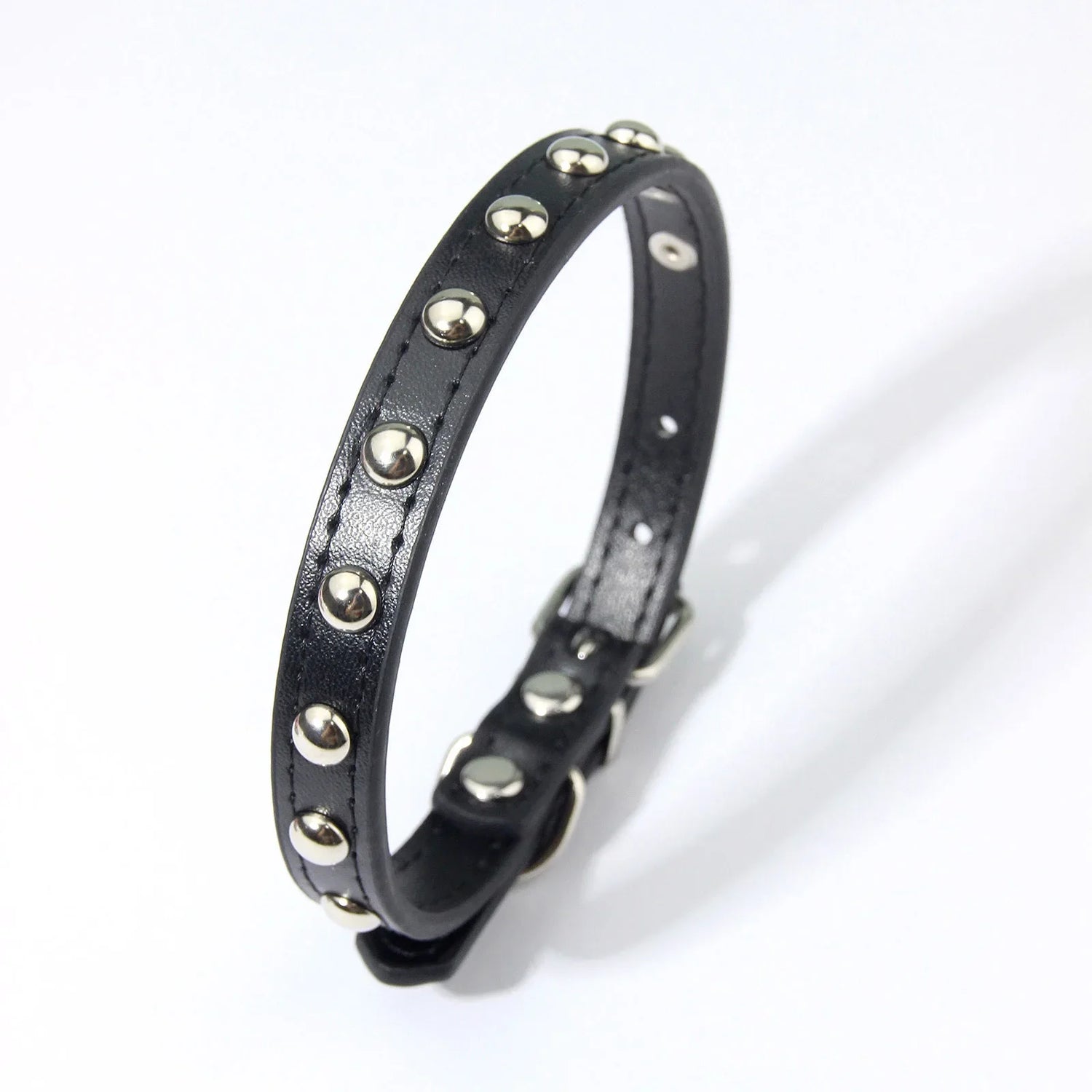 Rivet Anti-Bite Leather Dog &amp; Cat Collar – Durable Studded Collar - Pet Neck Strap