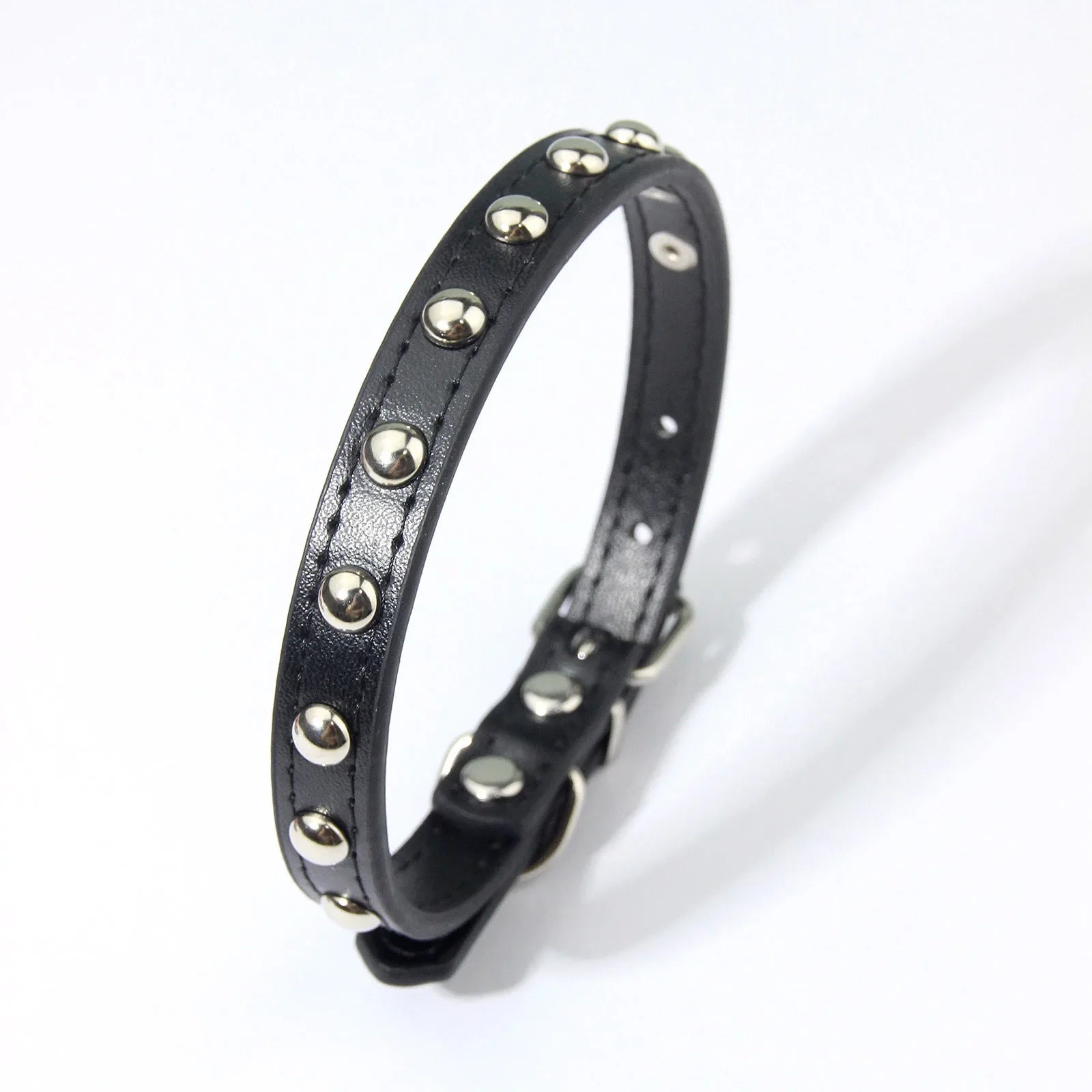 Rivet Anti-Bite Leather Dog &amp; Cat Collar – Durable Studded Collar - Pet Neck Strap