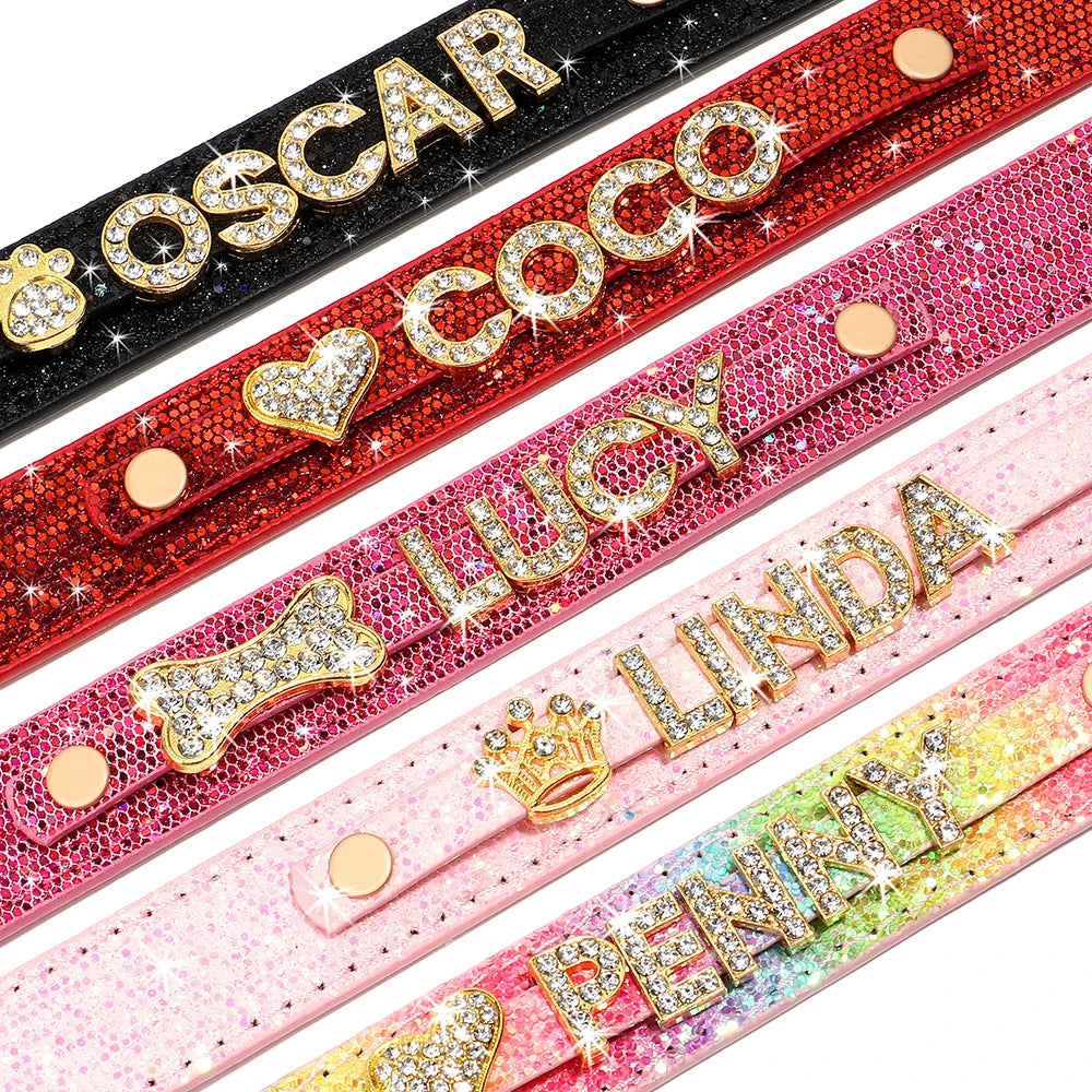 Personalized Bling Rhinestone Dog Collar – Custom Name Collar for Small Dogs &amp; Cats
