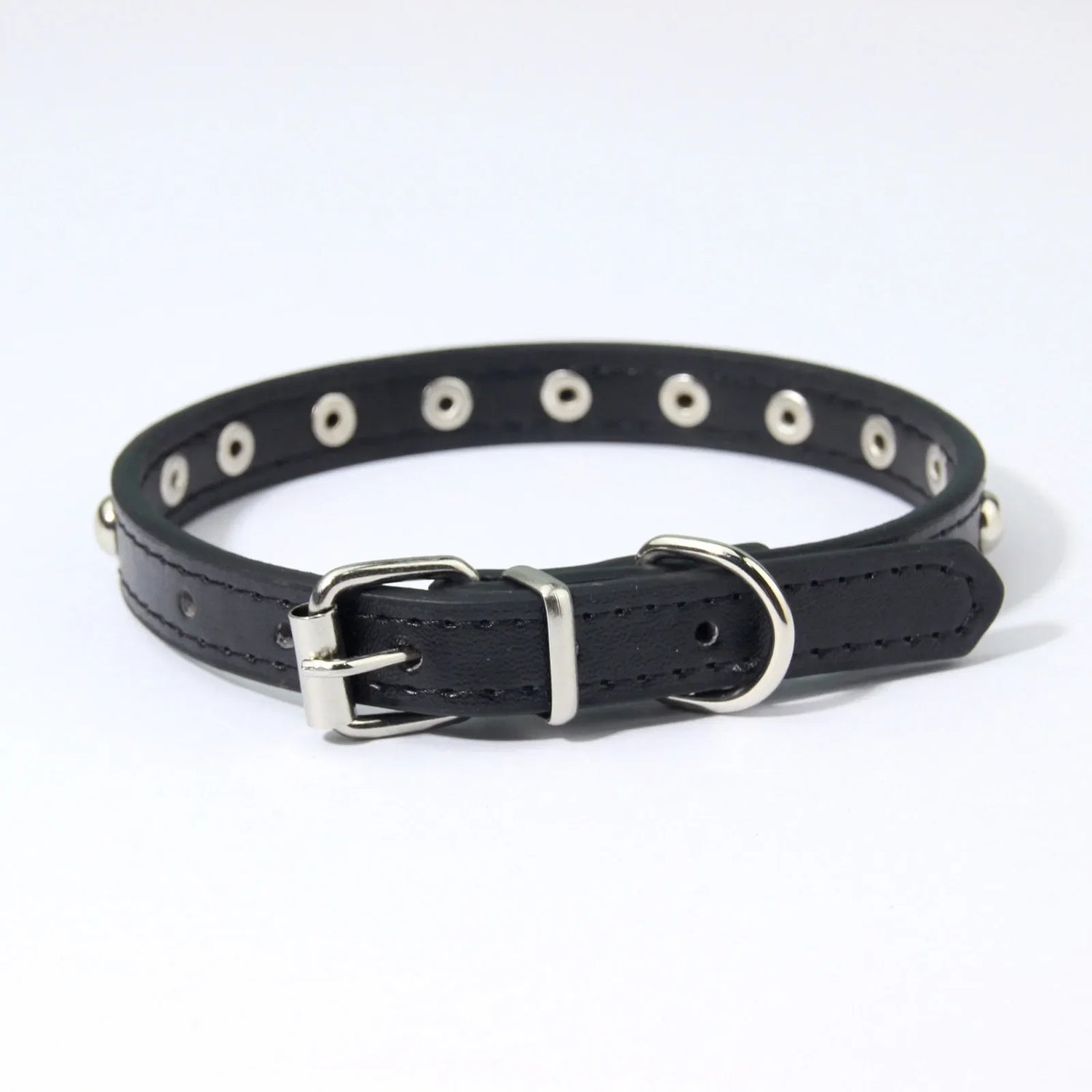 Rivet Anti-Bite Leather Dog &amp; Cat Collar – Durable Studded Collar - Pet Neck Strap