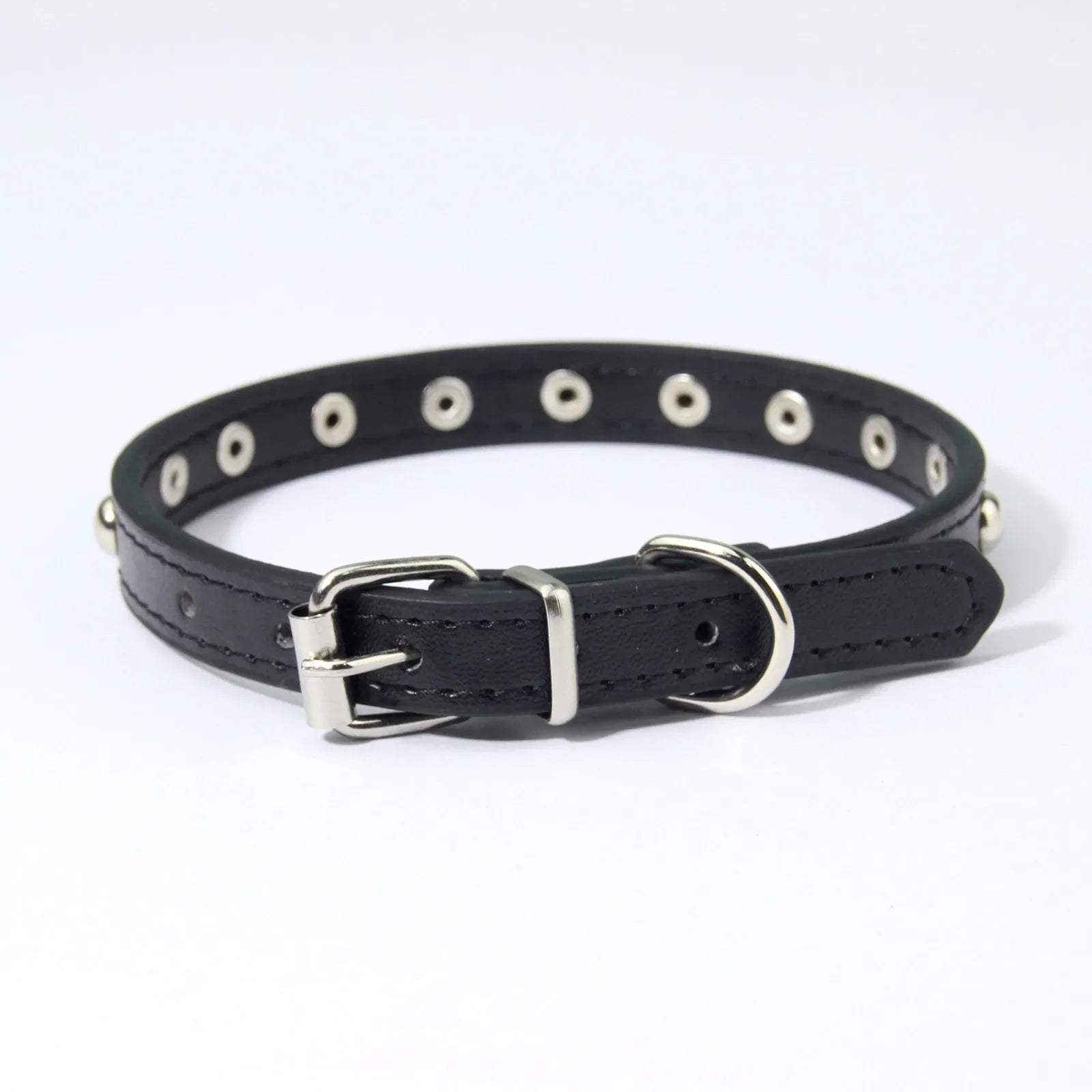 Rivet Anti-Bite Leather Dog &amp; Cat Collar – Durable Studded Collar - Pet Neck Strap
